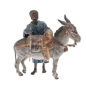 AUSTRIAN COLD PAINTED BRONZE - ARAB BOY & DONKEY.