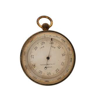 A 19TH CENTURY POCKET ANEROID BAROMETER BY CALLAGHAN AND CO LONDON.