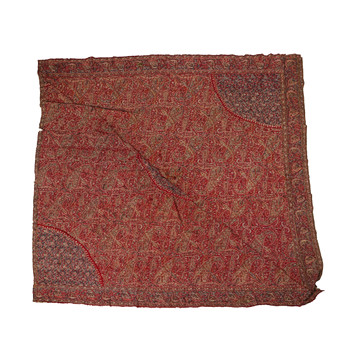 A 19TH CENTURY INDIAN KASHMIR KANI PAISLEY PATTERNED SHAWL.
