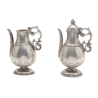 Pair of Mallorcan silver cruets, late 17th-early 18th Century.