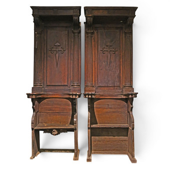Pair of 16th-century Castilian walnut choir stalls.