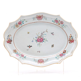 Chinese Qianlong famille rose mitre-shaped tray for the East India Company, 18th century.