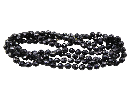 FACETTIERTE SCHWARZE BÖHMEN - GLAS - HALSKETTE MIT DREHVERSCHLUSS.