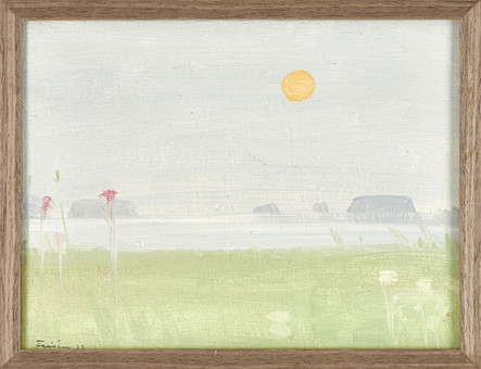 VERA FRISÉN (1910-1990). Landskap i morgondis, signerad Frisén, daterad 73, olja på duk.