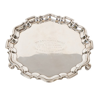 A GEORGE V SILVER SALVER.