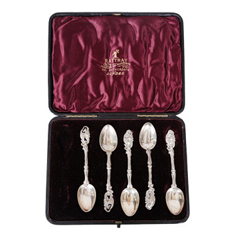 DUNDEE INTEREST- FIVE SILVER TEASPOONS (5).
