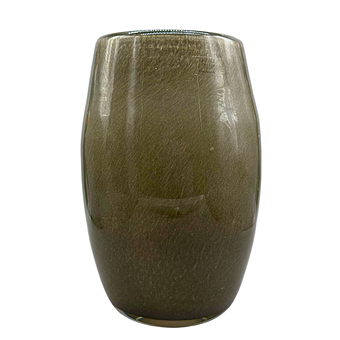 BAUHOLZ DESIGN. GROSSE ÜBERFANG-GLASVASE IN GRÜN.