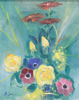 HANS RIPA. BLOMSTERSTILLEBEN, OLJA PÅ DUK.