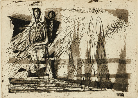 KARIN LUTS-ARUMAA (Estland/Sverige, 1904-1993). "Varjud", signerad, etsning.