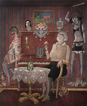 HANS ARNOLD (SVERIGE, 1925–2010). "Skål", signerad Arnold, blandteknik.
