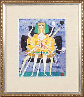 MAX WALTER SVANBERG. BLANDTEKNIK "Solitär i hjärtats trädgård III" signerad , daterad 1968.