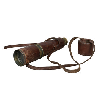 A BROADHURST CLARKSON & CO. LTD. BRASS AND LEATHER TELESCOPE.