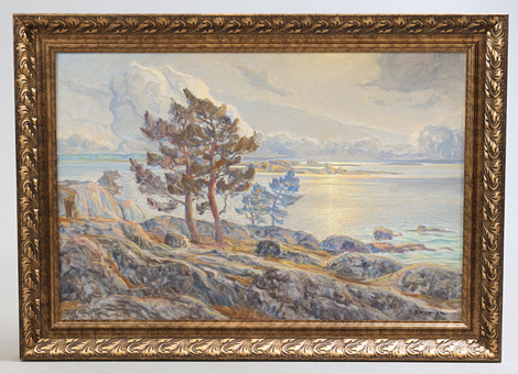KARL BERGMAN. "Vårmorgon – Blekinge Skärgård", olja på duk, signerad och daterad a tergo 1930.