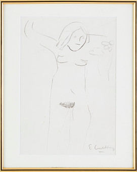 ERLAND CULLBERG. Nakenstudie, kolteckning.