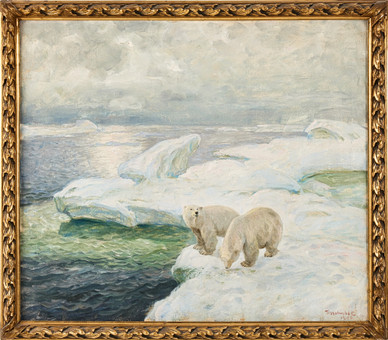 THOROLF HOLMBOE (1866-1935). Isbjörnar, olja på duk, signerad och daterad 1902.