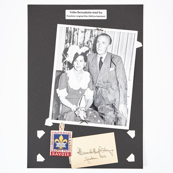 FOLKE BERNADOTTE AF WISBORG, AUTOGRAF PÅ PAPPER, 1947.