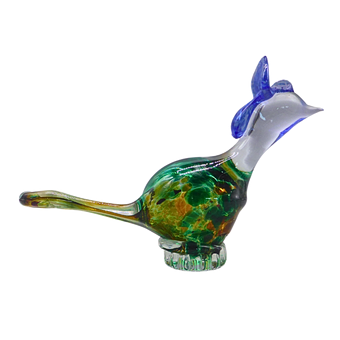 VOGELFIGUUR VAN MEERKLEURIG GLAS.