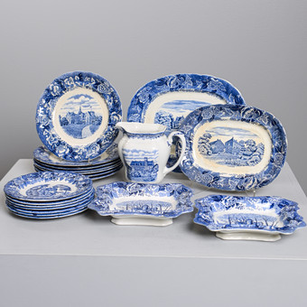 SERVISDELAR, "Skåne", 19 delar, Rörstrand, 1900-talets första del.