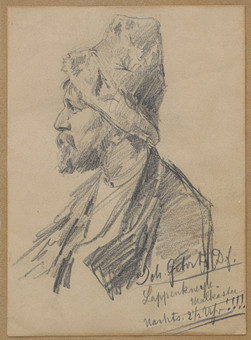 JOHANNES GEHRTS (1855-1921). teckning, porträtt, signerad Joh. Gehrts.
