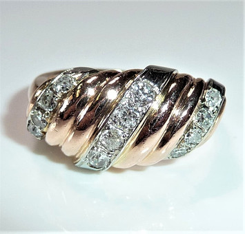 Ring Vintage 585 Rosé Gold, Diamanten.