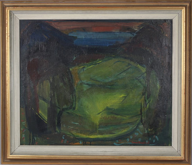 JONNE BERGSTRÖM. "Sommarnatt Ångermanland", olja på duk, signerad.