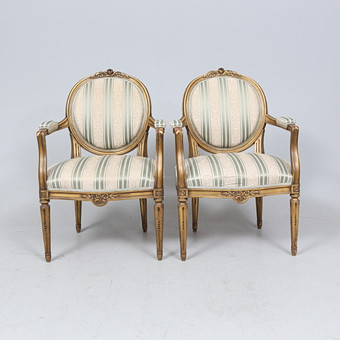 KARMSTOLAR, 1 par, gustaviansk stil, 1900-tal.