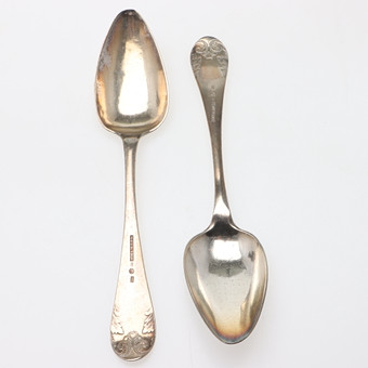 NILS JUHLIN. Matskedar, 2 st, silver, Karlshamn, 1839.