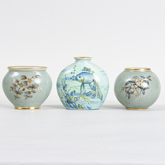 DAHL-JENSEN vase, sæt af tre, Danmark, 1920-30'erne. (3).