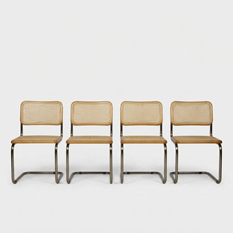 MARCEL BREUER (1902-1981). Cuatro sillas “Cesca B32” edición “Made in Italy”.