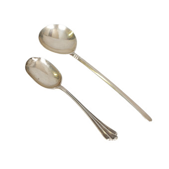 AN ARTS AND CRAFTS SILVER PRESERVE SPOON BY HENRY GEORGE MURPHY, FALCON STUDIO, A GEORGE V SILVER PRESERVE SPOON (2).