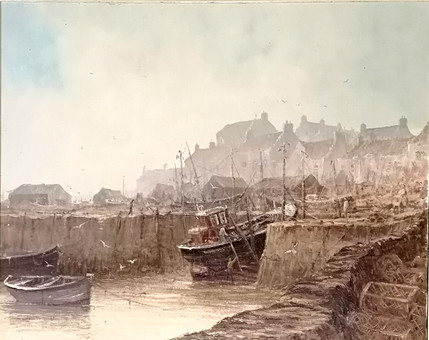 ALFRED ALLAN OIL PAINTING 'HAZY EVENING - FIFE HARBOUR'.