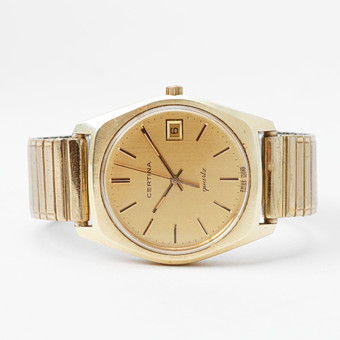 ARMBANDSUR, Certina, guld på stål, quartz, 1970/80-tal.
