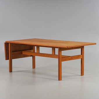 NILS JONSSON. Matbord, Teak, skiva med klaff, Troeds, Bjärnum, 1960-tal.
