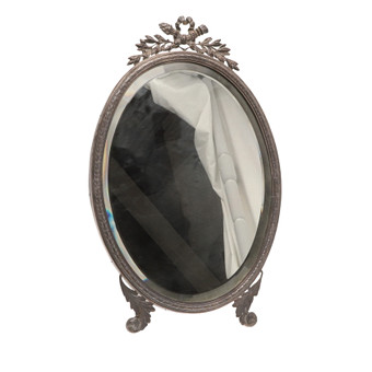 A SILVER PLATED DRESSING MIRROR.