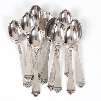 KAFFESKEDAR 12 st, silver Norge, 1900-talets mitt. Vikt 102 gram.
