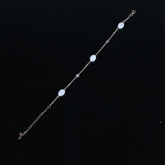 MERALIN JEWELRY. Браслет з цирконієм і рожевим кварцом, срібло 925, рожеве золочення, Італія.
