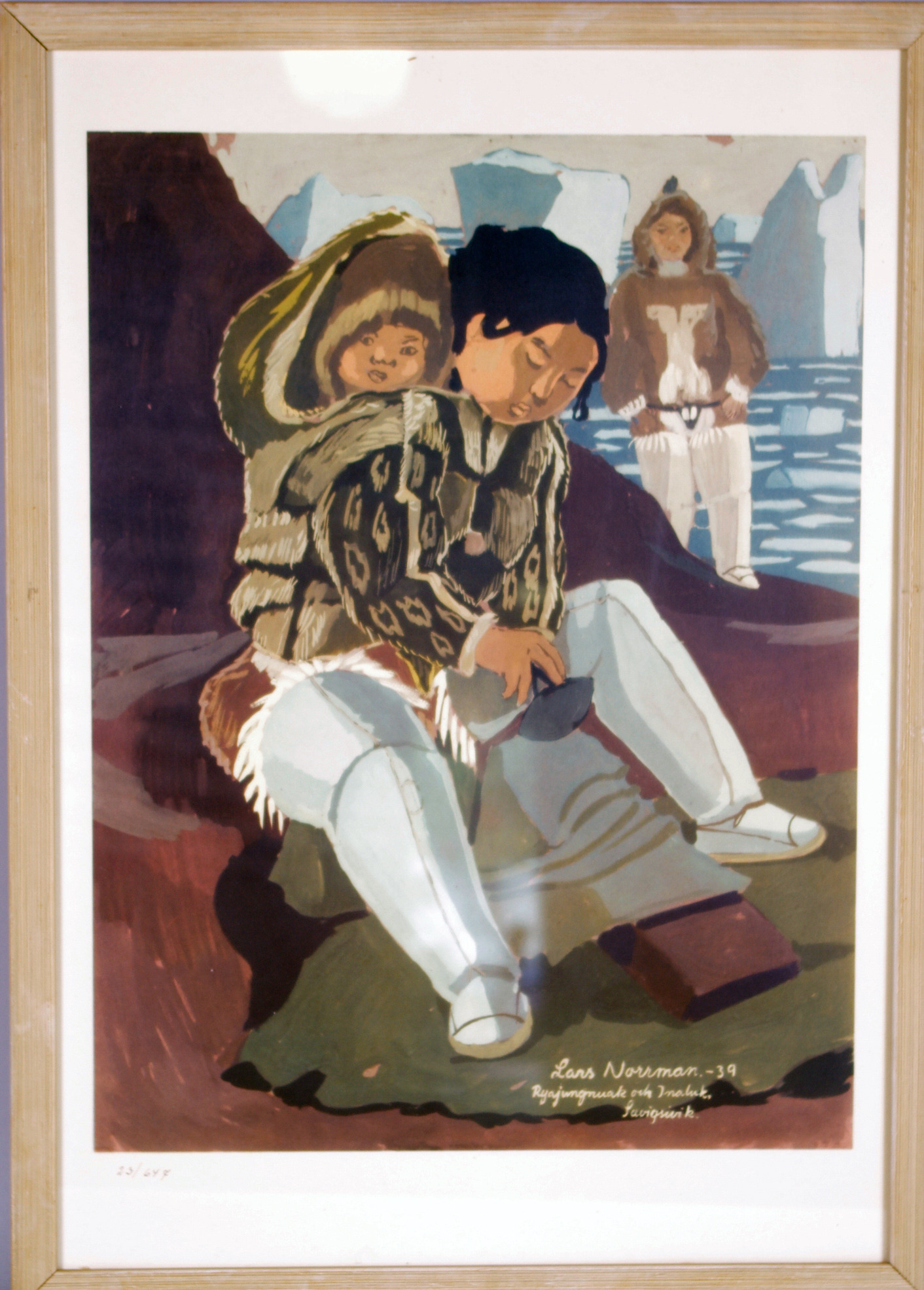 Images for 100011. LARS NORRMAN. Eskimo family, color lithograph