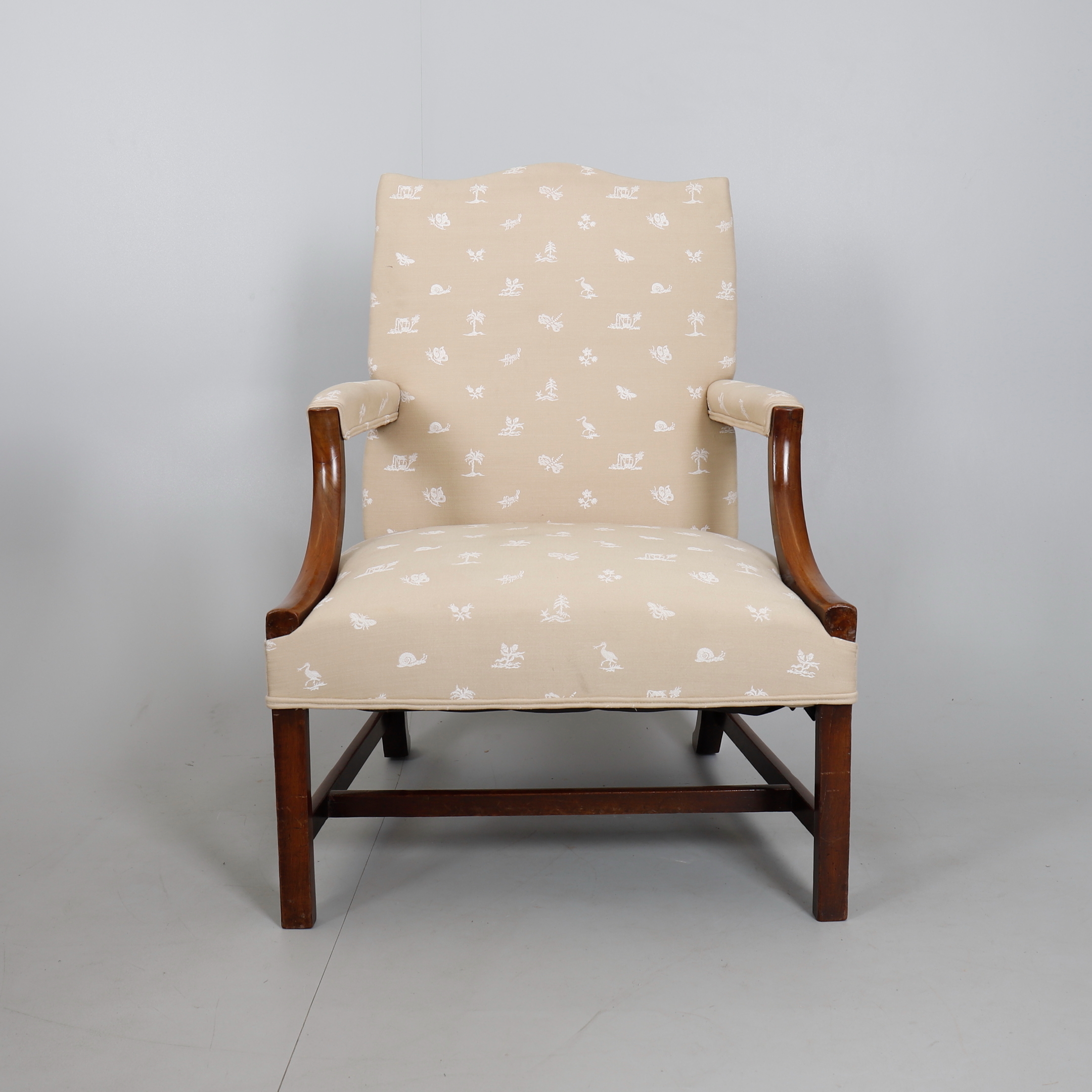 A Mahogany And Upholstered Open Armchair In George Iii