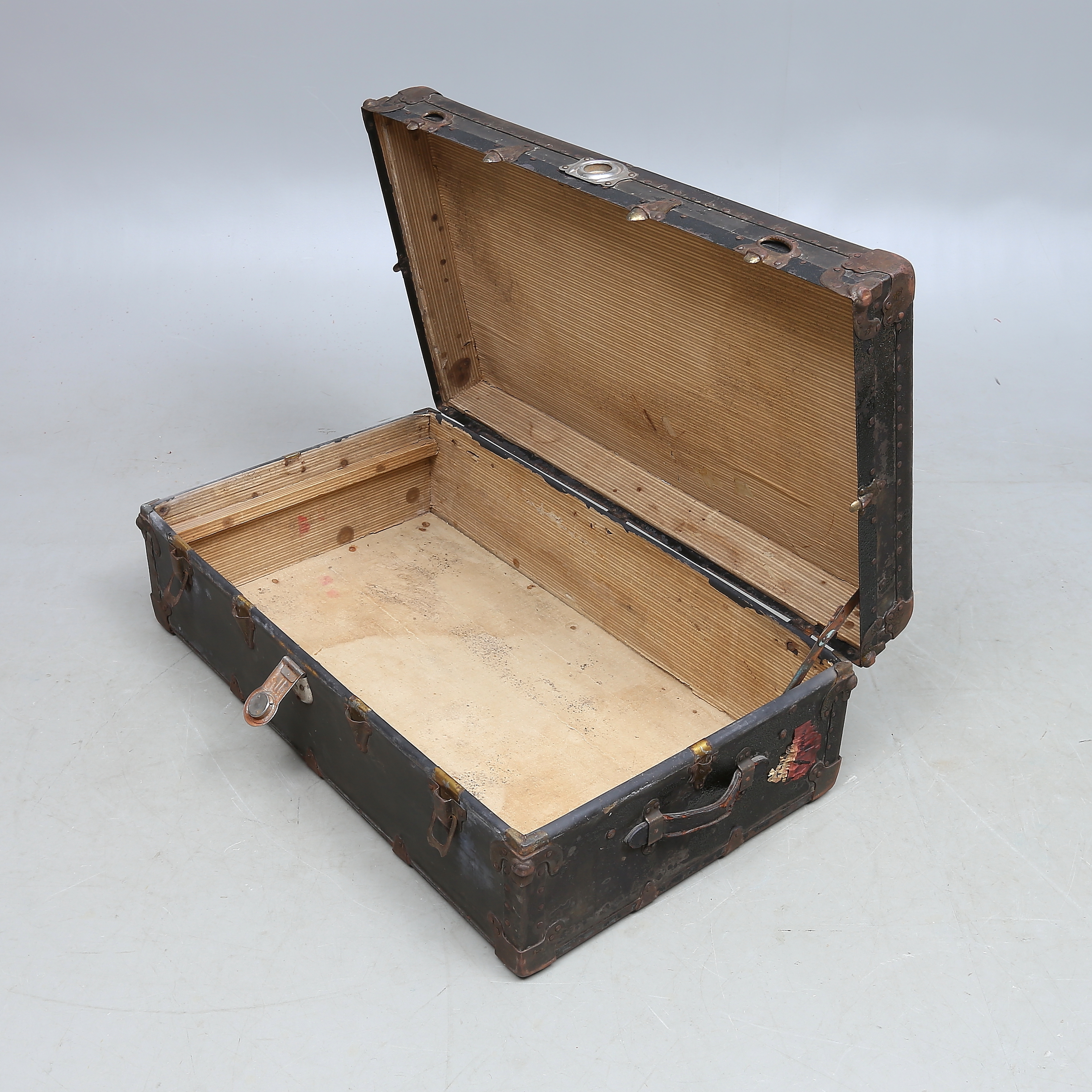 【希少】昭和 戦前 アメリカ製ヴィンテージ シボ加工本革ハードトランク　ブラック Images for 1177255. SUITCASE, 