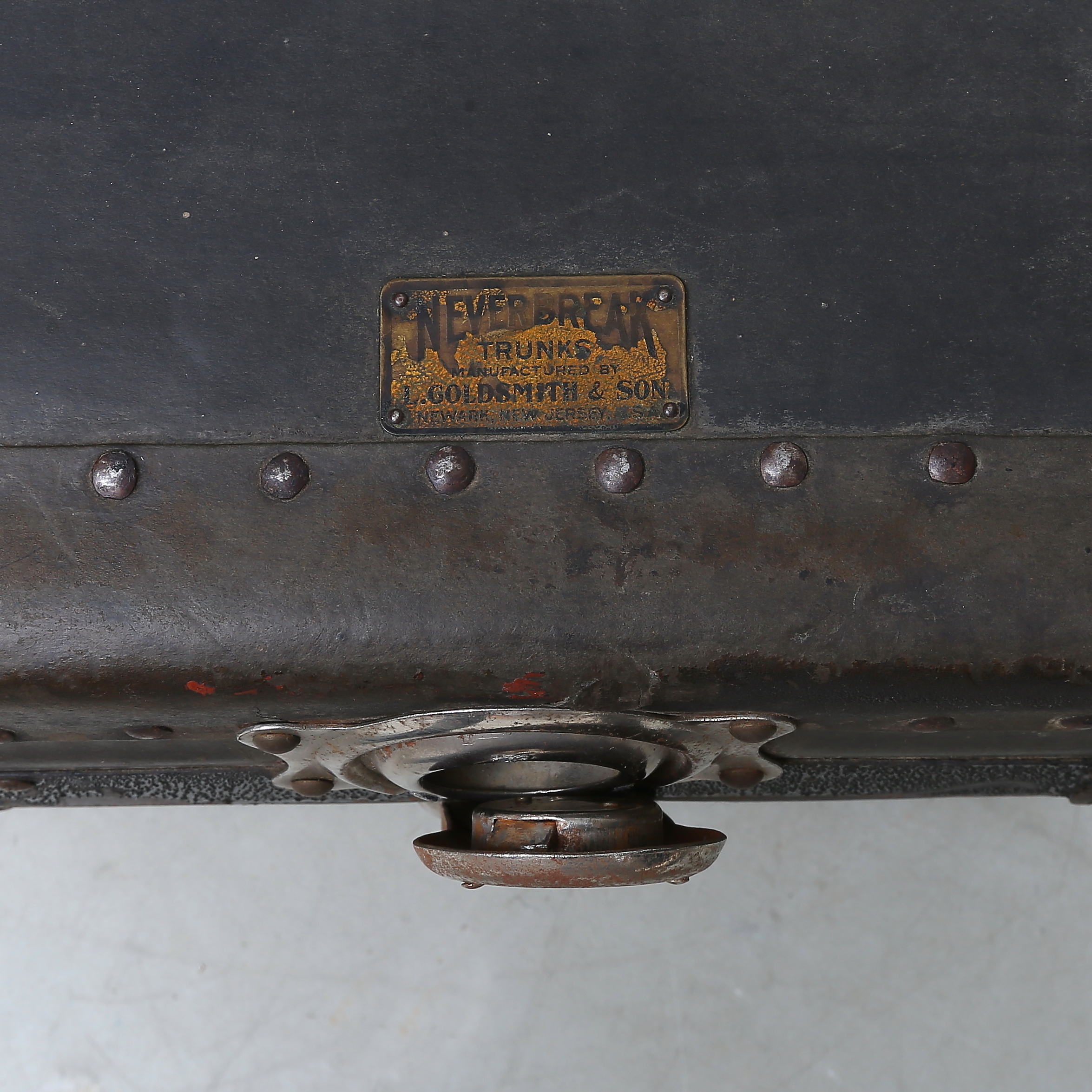 【希少】昭和 戦前 アメリカ製ヴィンテージ シボ加工本革ハードトランク　ブラック Images for 1177255. SUITCASE, 