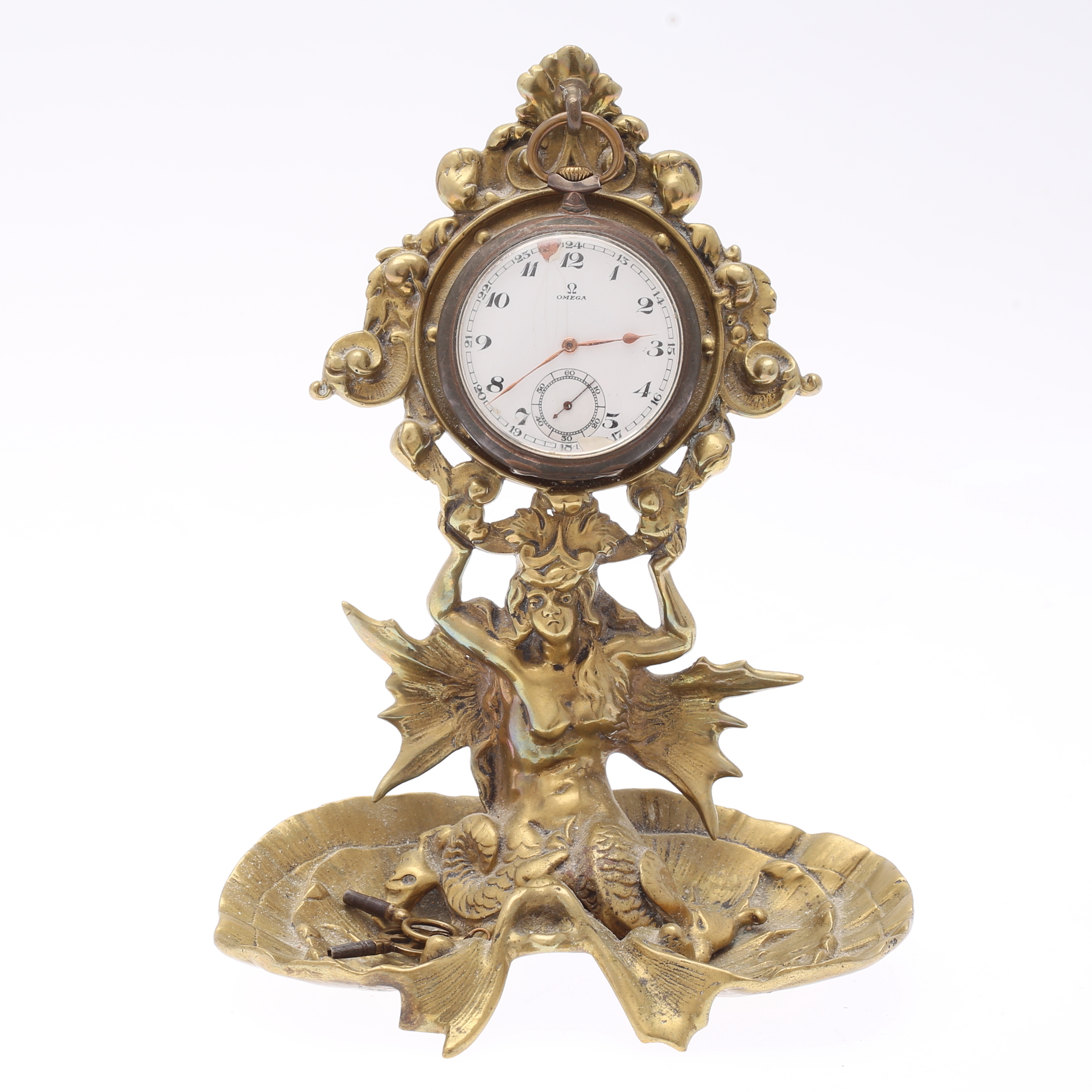 POCKET WATCH with STAND, silver, Omega, 1800s / 1900s 