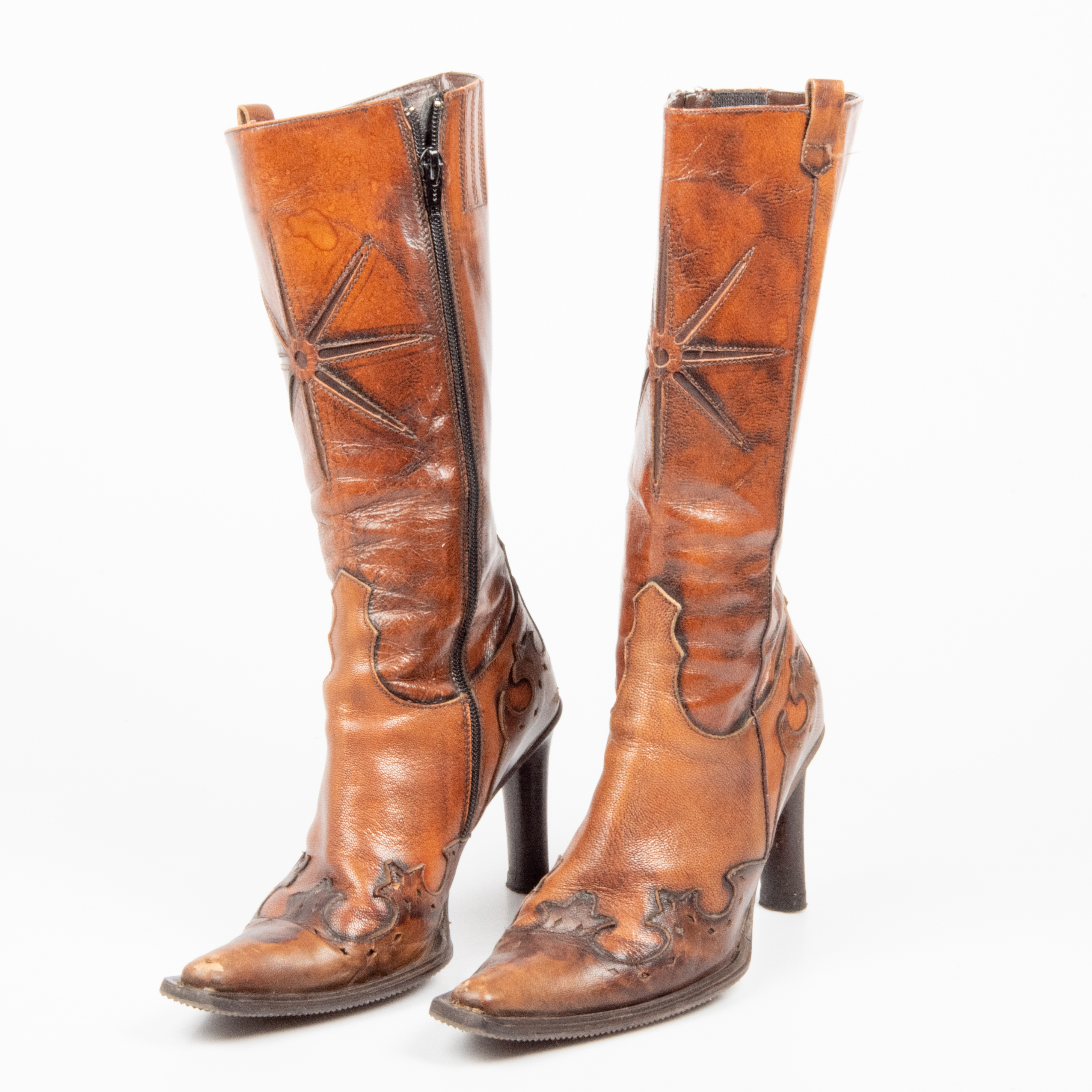 BOOTS, 1 pair, brown leather, Italy. Vintage clothing BOOTS, 1 pair, brown leather, Italy. Vintage clothing