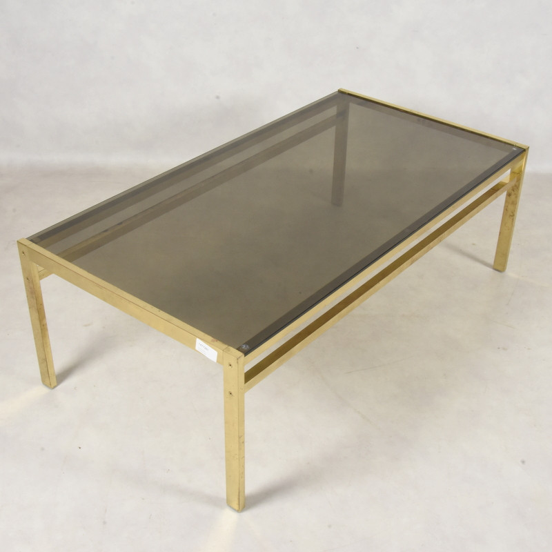 SOFFBORD, mässing med tonad glasskiva, 1970 tal. Möbler SOFFBORD, glas och mässing, 196070 tal. Möbler Bord
