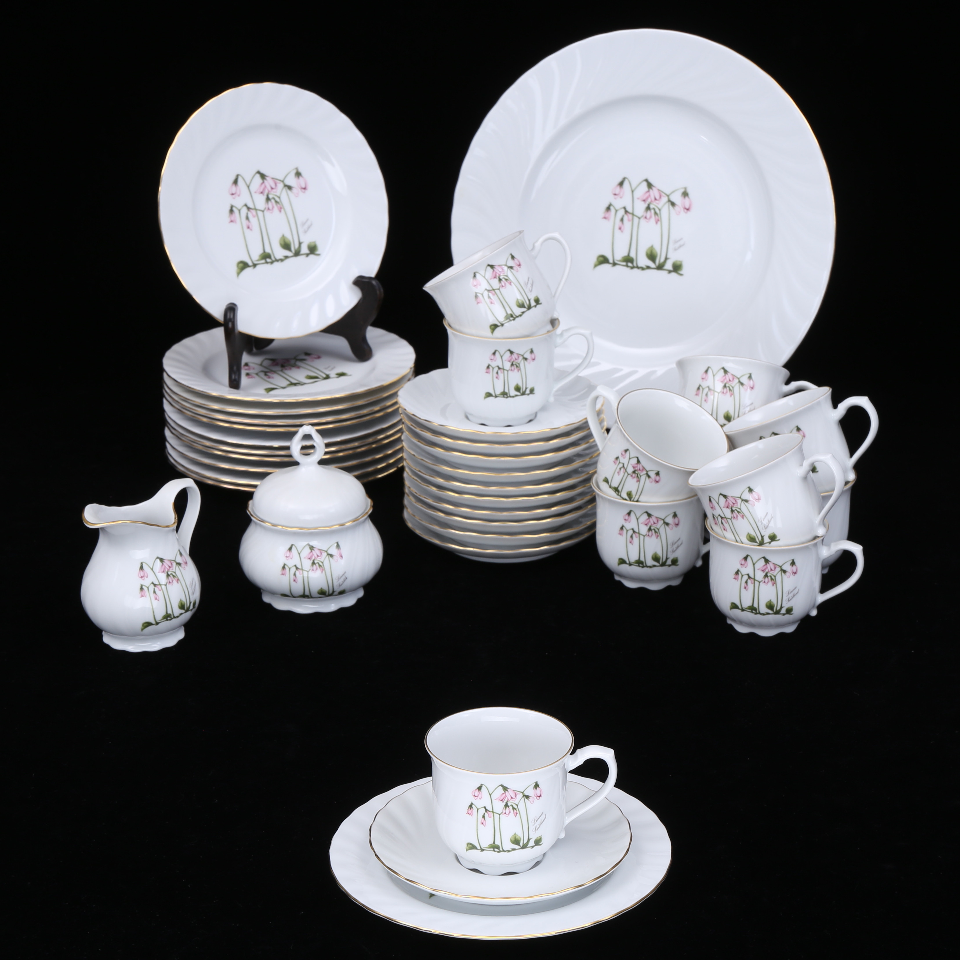 Service à Café Complet SELFMANN WEIDEN Bavaria - 13 Pièces Porcelaine Blanc/Rose - Occasion