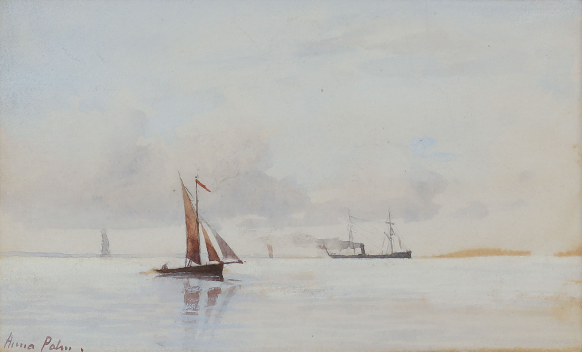 Images for 1922790. ANNA PALM DE ROSA. Ship and ship at sea. Watercolor ...