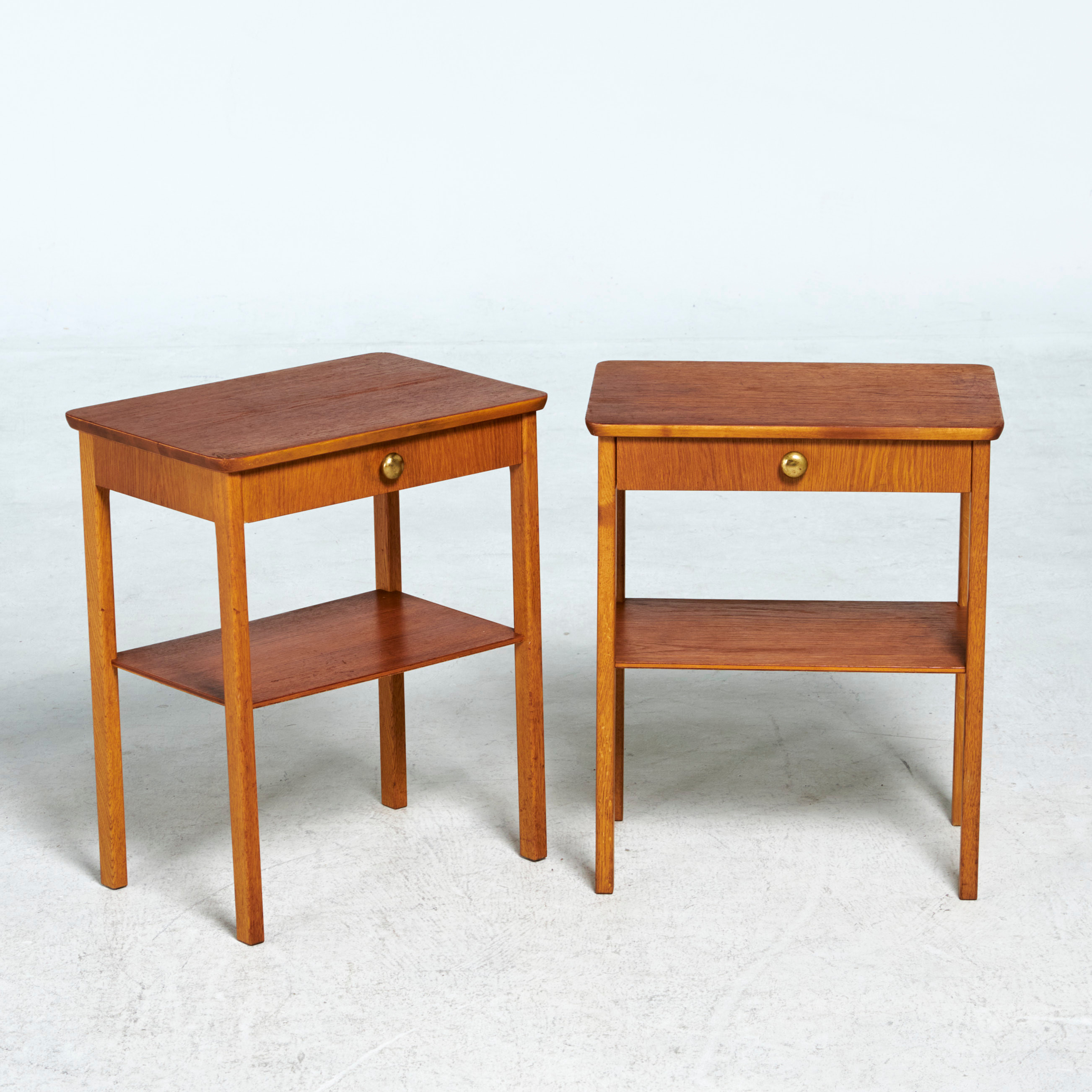 Images for 1933272. BEDSIDE TABLES, a pair, circa 1960s, teak, brass