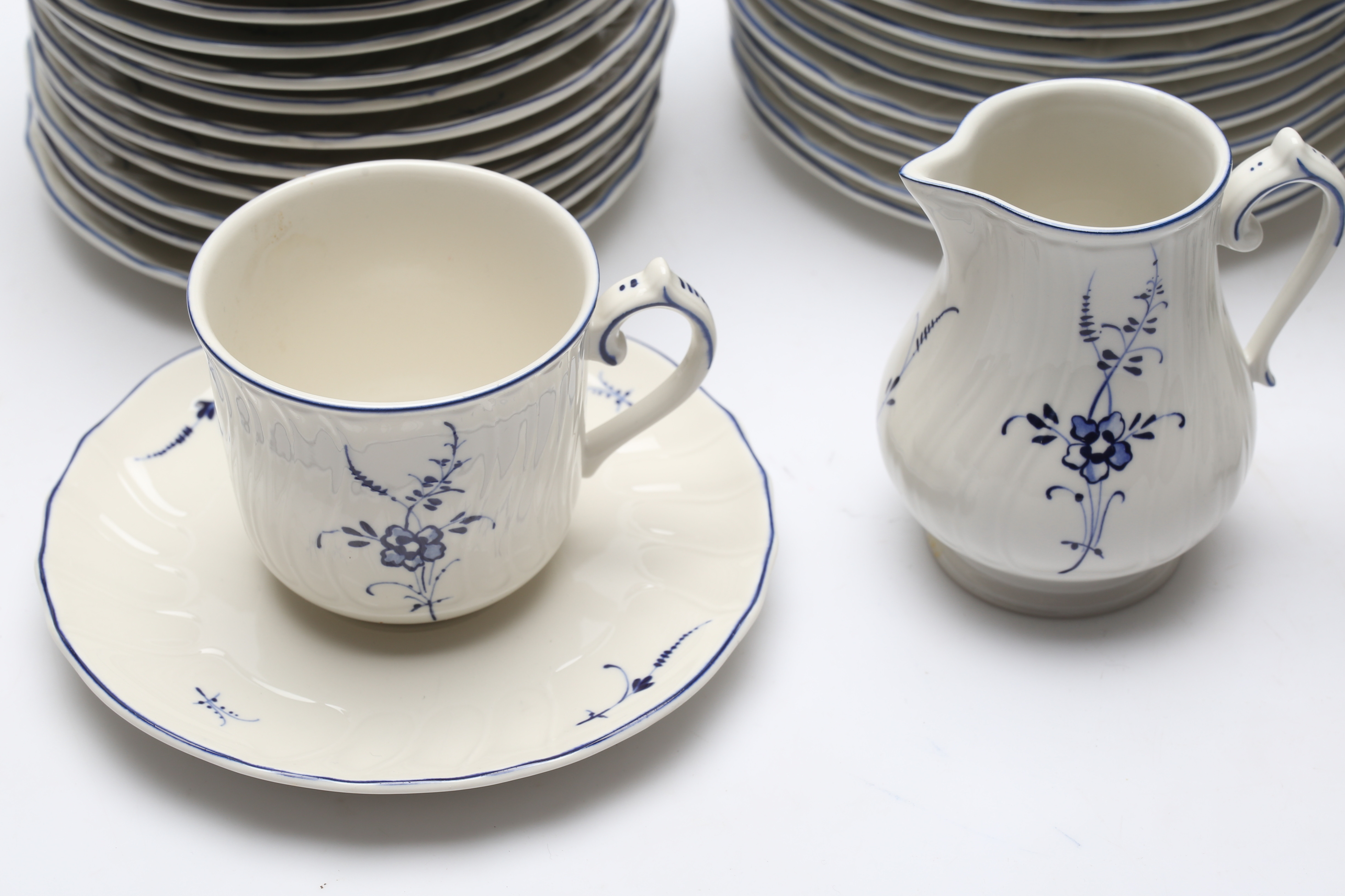 Lot De 12 Coupelles Villeroy & Boch Luxembourg - Porcelaine Blanche Motif Quadrillé - Vintage