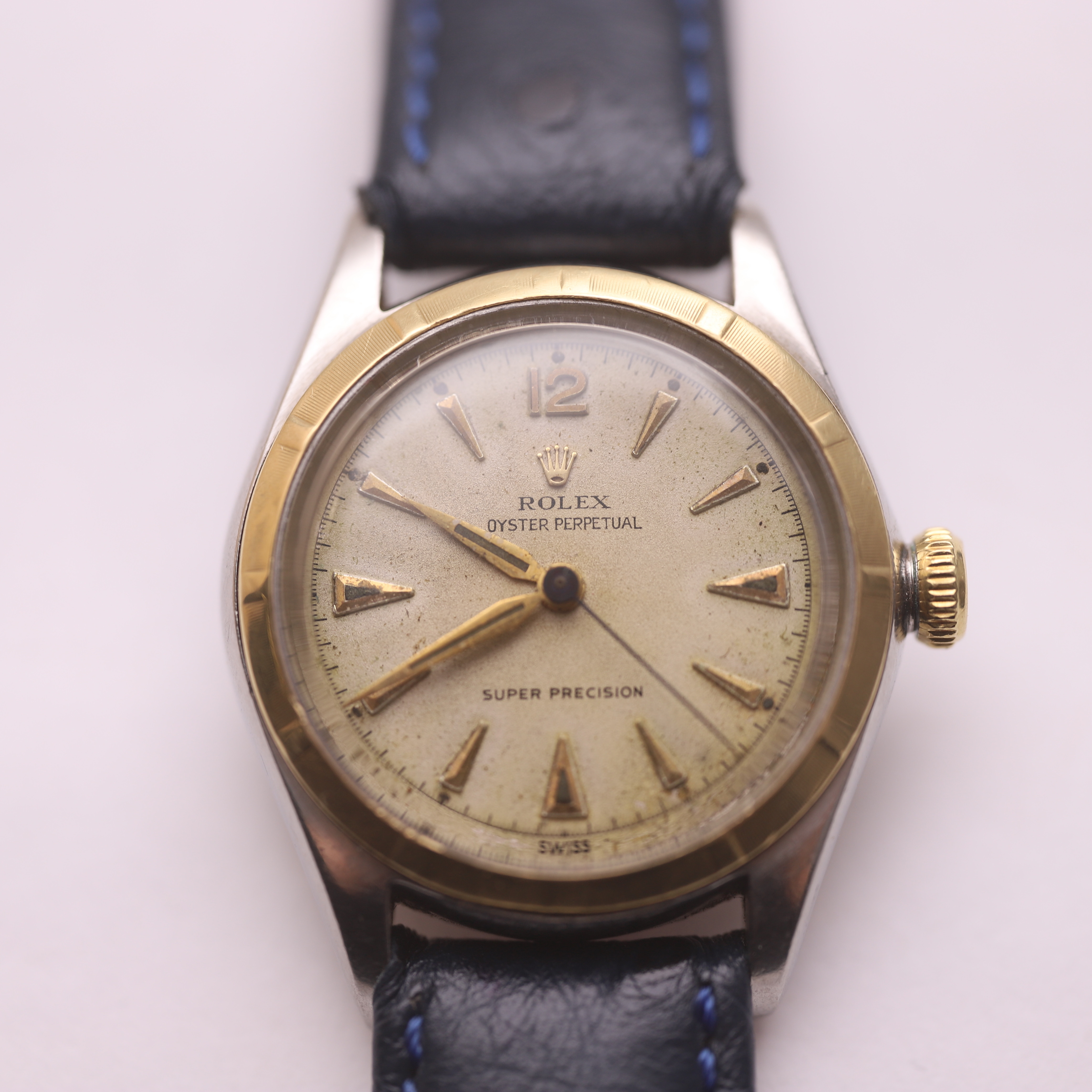 ROLEX BUBBLE BACK WATCH WITH STEEL AND 