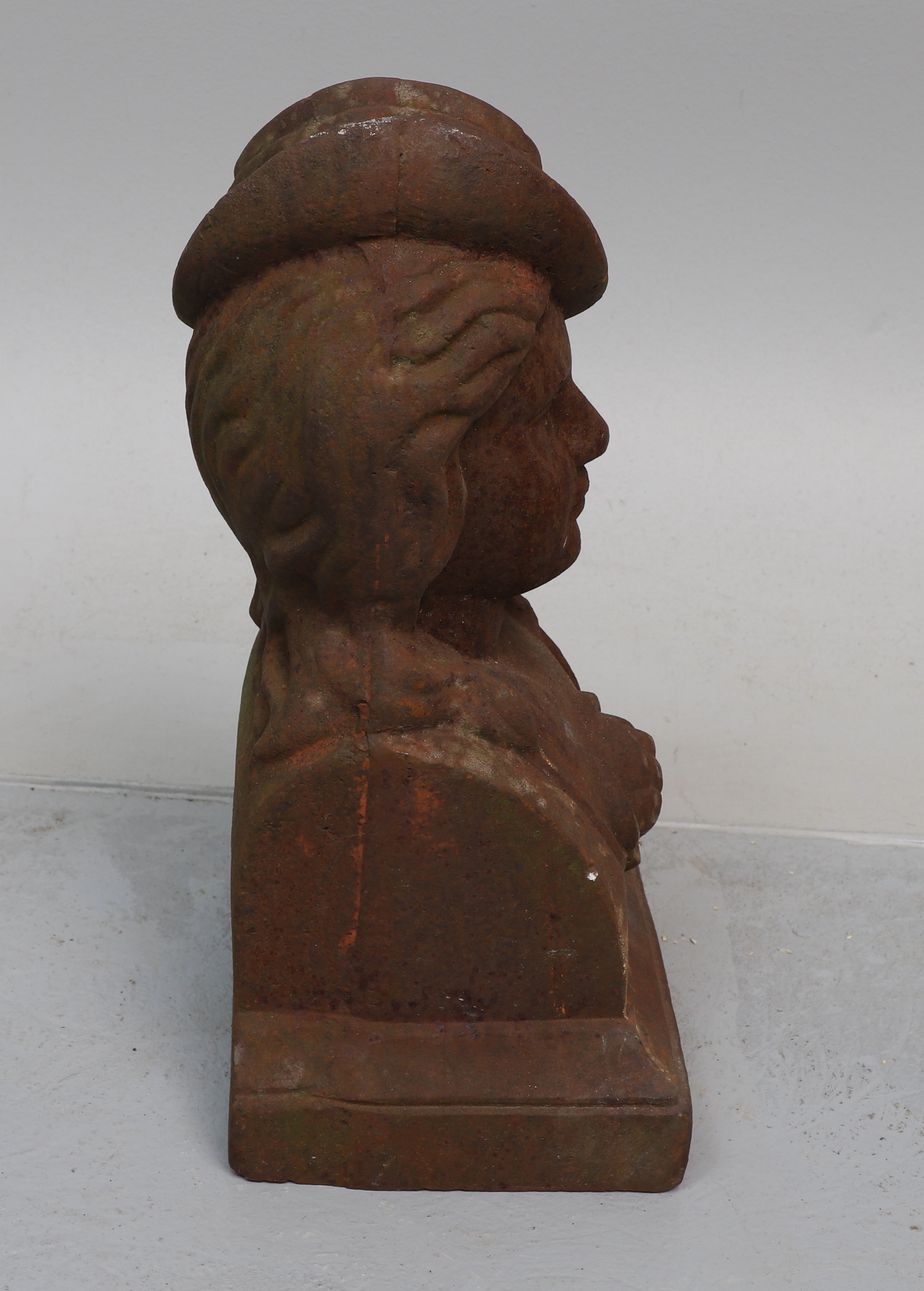 Images for 2241007. GARDEN SCULPTURE, bust, woman in hat, cast iron