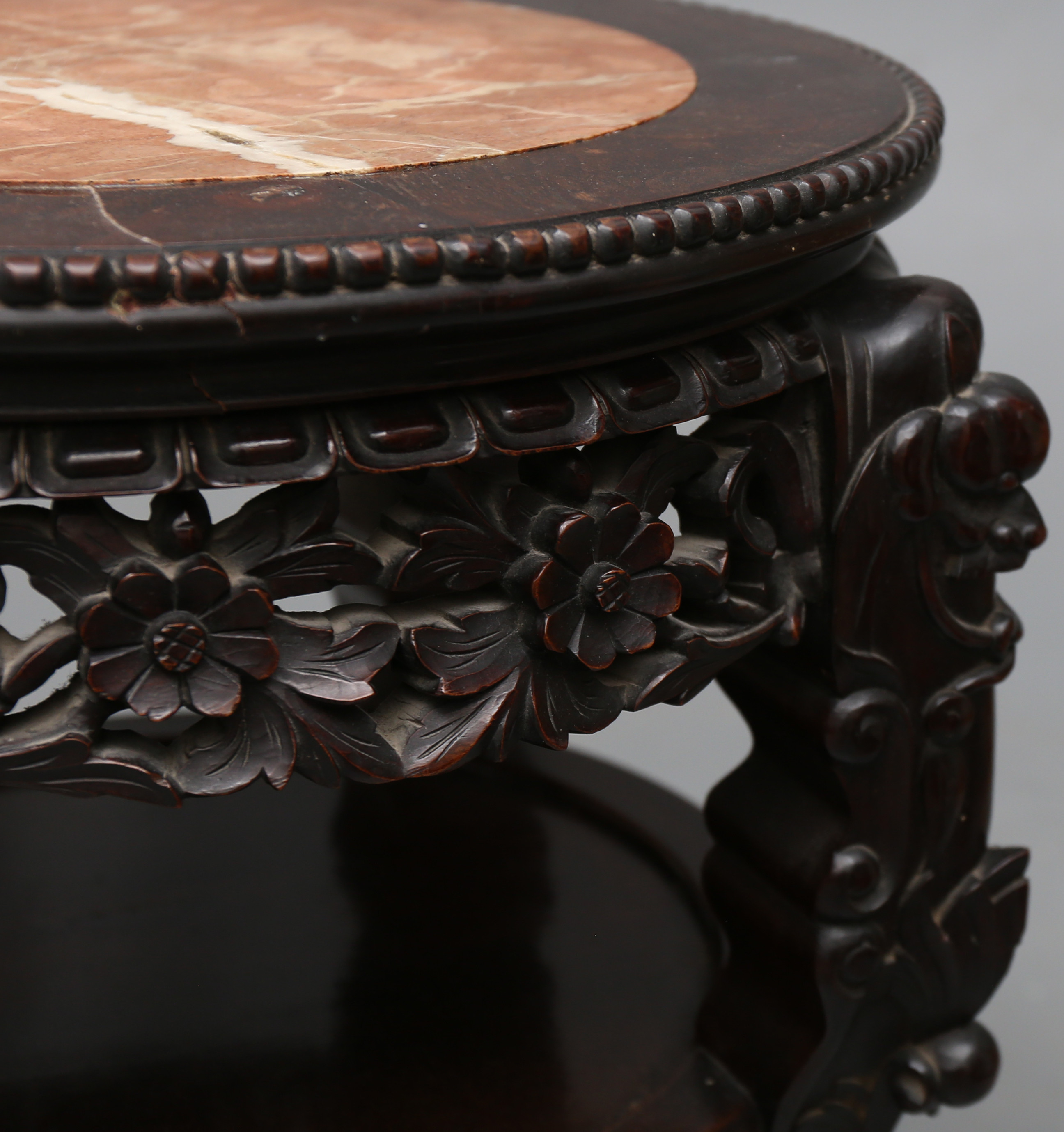 Images for 2243373. Chinese base in carved Oriental wood and marble top
